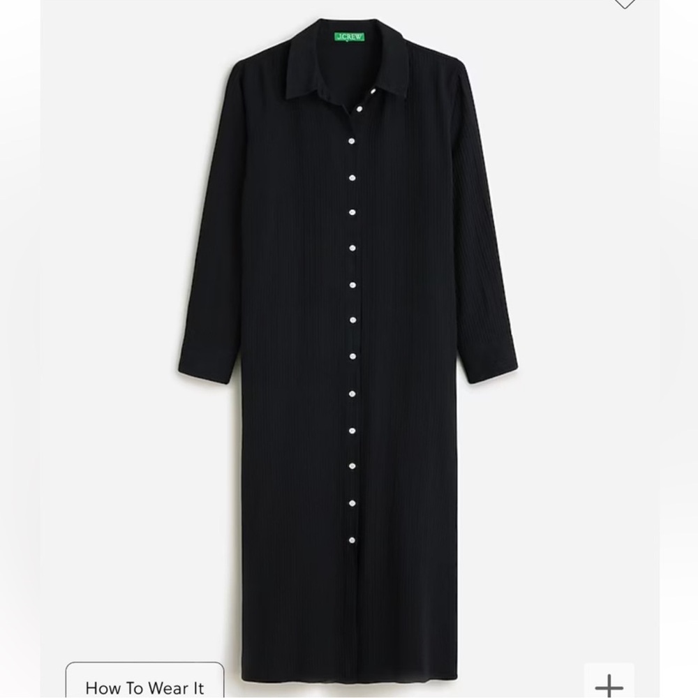 J. Crew Long Beach Shirt in Airy Gauze in Black Size Small